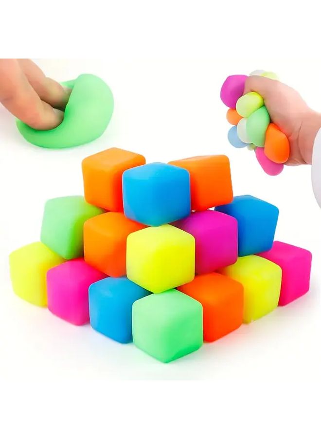 4pcs Soft Pressure Reducing Cube Pinch Toys Hypoallergenic Durable PU Material Mixed Colors Anxiety Relief Squishy Relax Toys For Kids Adults Goodie Bag Party Favors Classroom Prizes Home Decor Birthday Holiday Gifts - Image 2