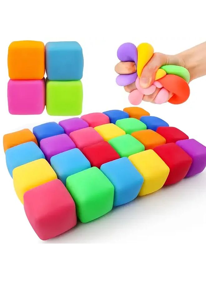 4pcs Soft Pressure Reducing Cube Pinch Toys Hypoallergenic Durable PU Material Mixed Colors Anxiety Relief Squishy Relax Toys For Kids Adults Goodie Bag Party Favors Classroom Prizes Home Decor Birthday Holiday Gifts - Image 1