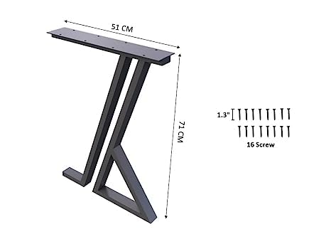 ZITONIOM 28 inch Metal Table Legs Heavy Duty Industrial Table Base Black Metal Furniture Legs Modern Dining Coffee Table Legs DIY Desk Legs Set of 2 only Legs 28 H20 L354 W inch 71519Cm - Image 2
