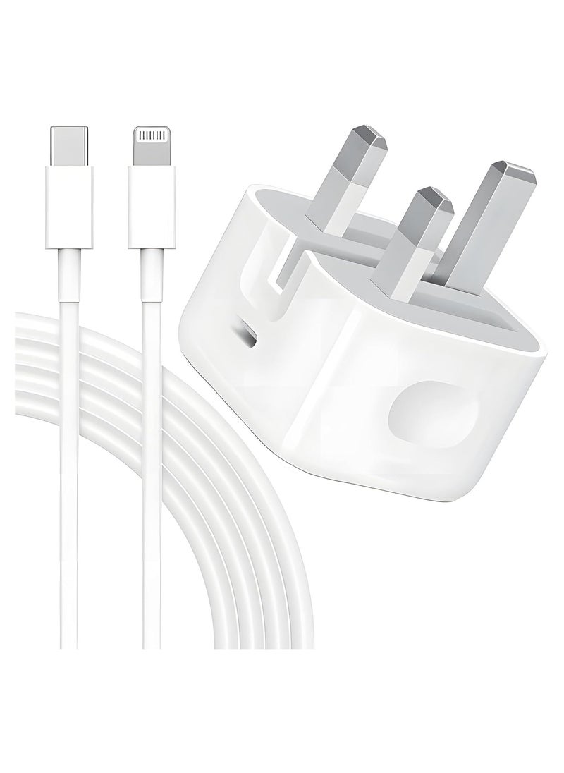 Generic - iPhone 20W Fast Charger | USB C Wall Fast Charger with USB C to Lightning Cable Compatible with iPhone 14/14 Pro/14 Pro Max/13/12/SE2020/11/XR/XS Max/X/iPad - Image 1