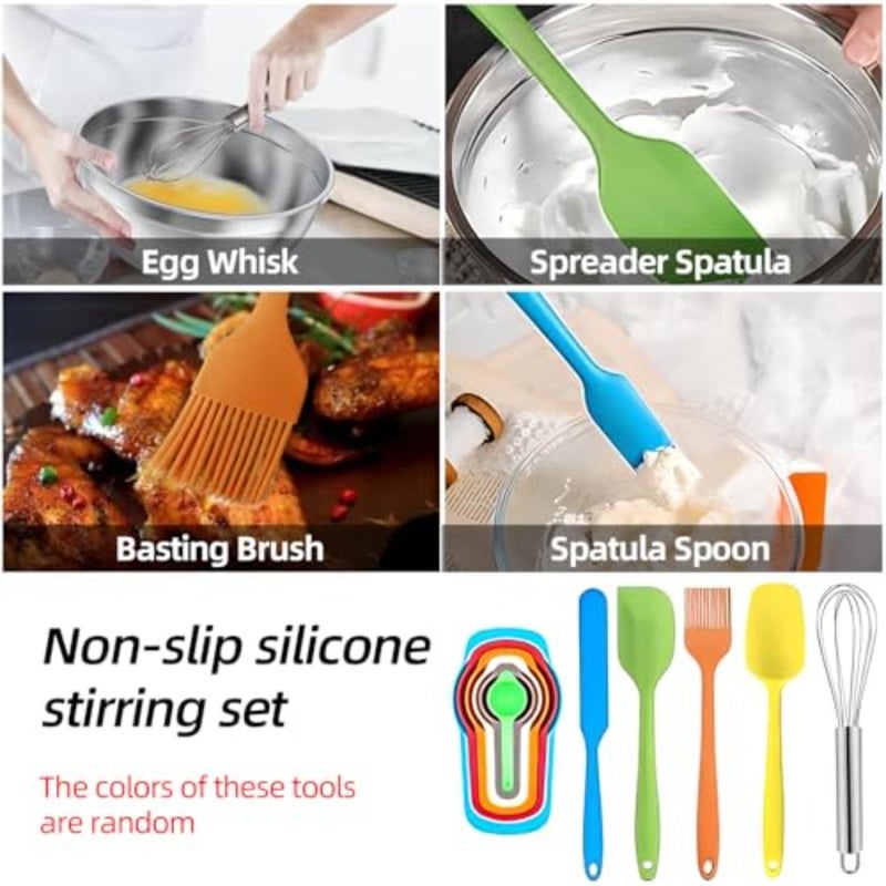 Mixing Bowls with Lids, Stainless Steel Mixing Bowls, Non-Slip Bottoms, Including Kitchen Utensils, Mixing Bowl Set for Kitchen Mixing Baking Prepping Cooking Serving - Image 5