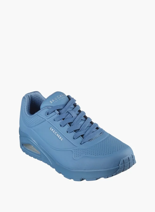 سكيتشرز Men's Monotone Sports Shoes With Lace-Up Closure - Uno