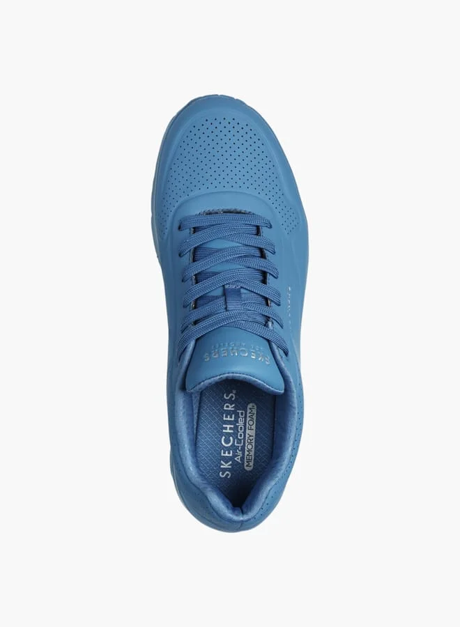 SKECHERS Men's Monotone Sports Shoes With Lace-Up Closure - Uno