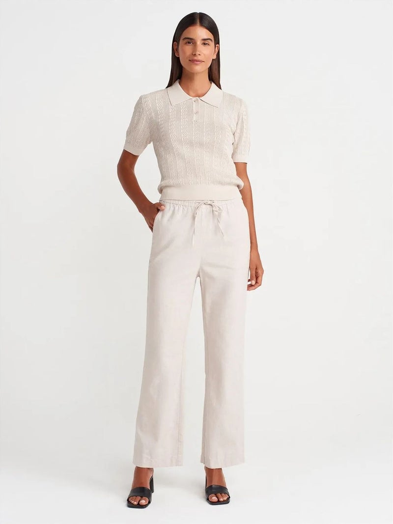 DILVIN Wide-Leg Tencel Trousers With Drawstring Waist - Image 1