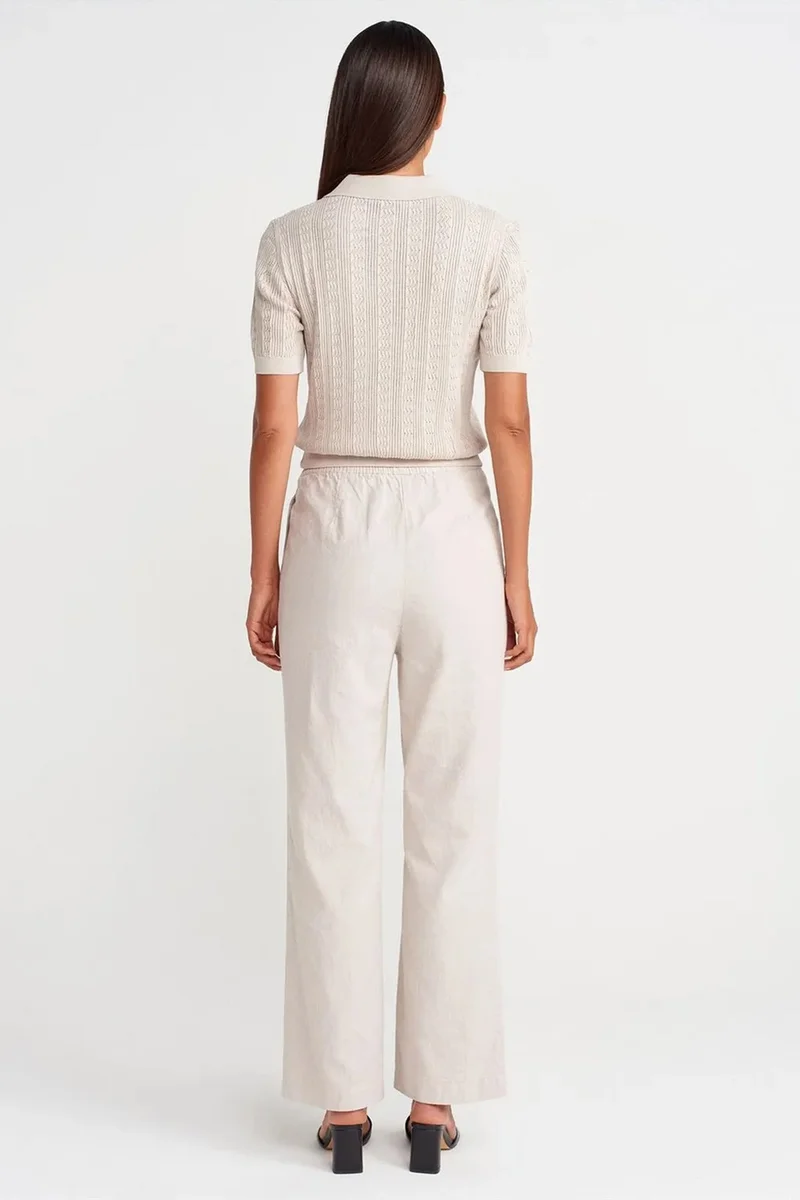 ديلفين DILVIN Wide-Leg Tencel Trousers With Drawstring Waist