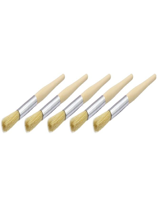 LBY 5pcs Natural Pig Bristle Espresso Maker Cleaning Brush, 195mm(7.68'') Household Cleaning Brush, Paint Brush Parts Cleaning Brush, Natural Pig Bristle, Wooden Handle