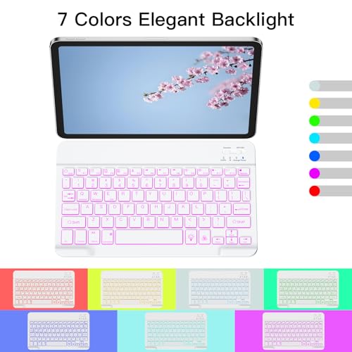 XIWMIX Wireless Bluetooth Keyboard for Samsung Galaxy Tablets, 7-Color Backlit, Ultra-Slim Portable, Type-C Rechargeable, Compatible with Tab A9+/A11/S10 FE/S11/S9/S9 FE/S9+/S9 FE+/S6 Lite/S7/A8 - Image 2