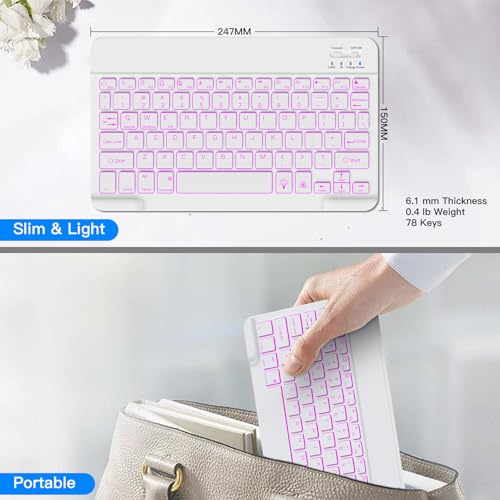 XIWMIX Wireless Bluetooth Keyboard for Samsung Galaxy Tablets, 7-Color Backlit, Ultra-Slim Portable, Type-C Rechargeable, Compatible with Tab A9+/A11/S10 FE/S11/S9/S9 FE/S9+/S9 FE+/S6 Lite/S7/A8 - Image 5