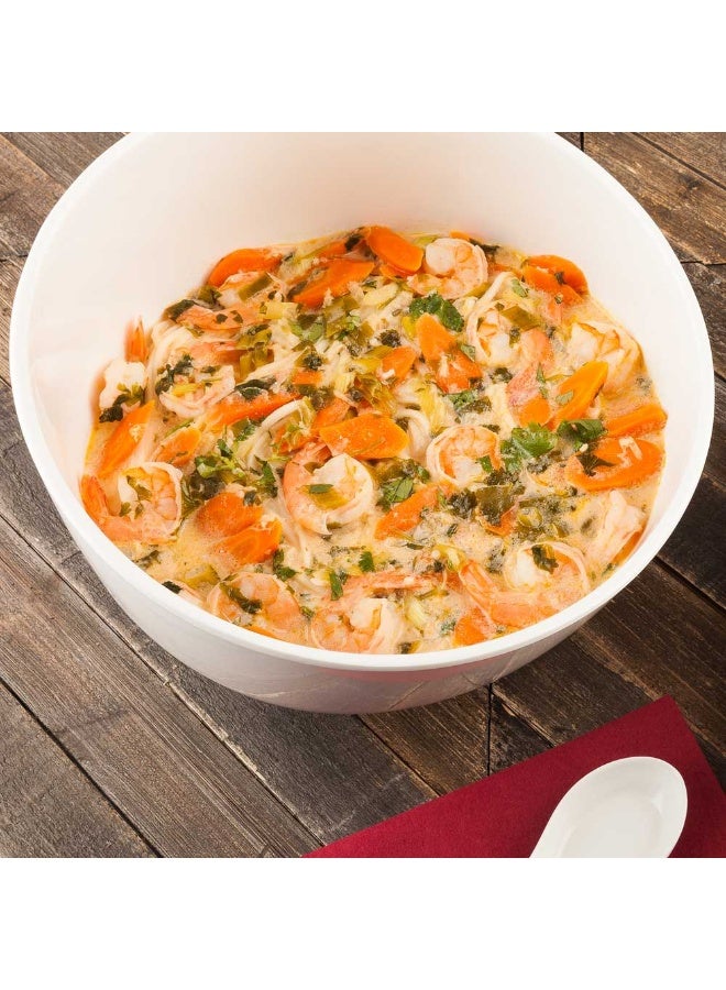 Restaurantware Voga 101 Ounce Angled Bowls, 2 Slant Cut Serving Bowls - Top Rack Dishwashable, Premium, White Melamine Salad Bowls, Serve Hot And Cold Foods, For Parties Or Events - Image 3