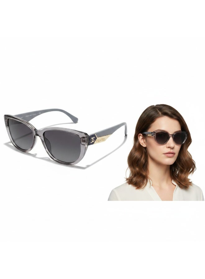 cat-eye sunglasses with a transparent gray frame, code 8
