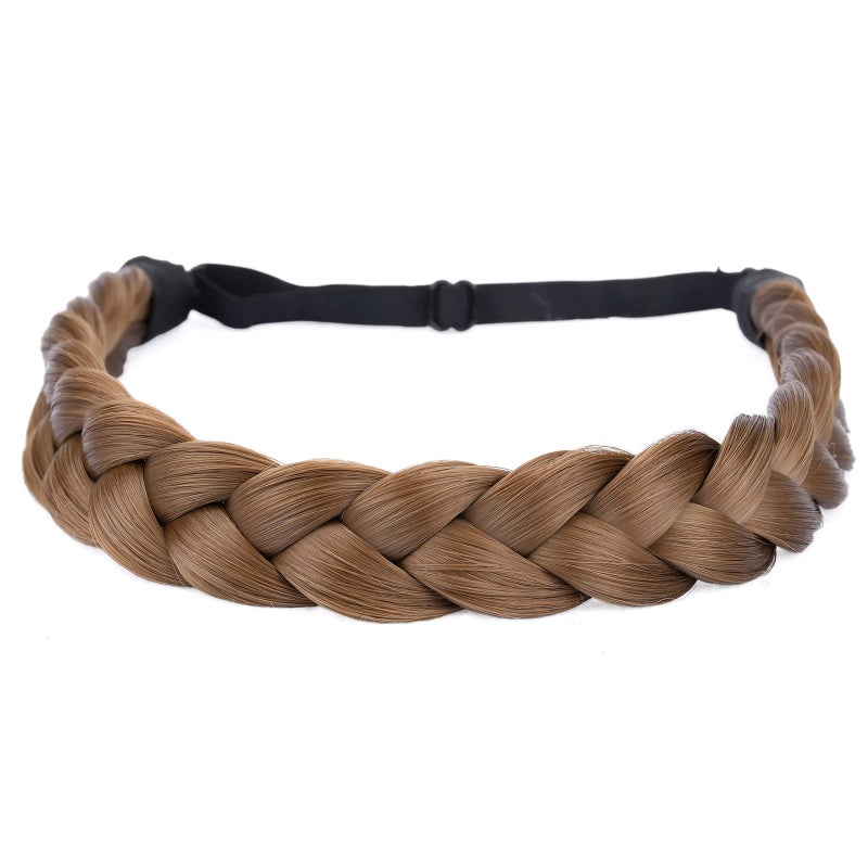 DIGUAN Synthetic Hair Braided Headband Wide Plaited Braids Hairpiece Women Girl Beauty accessory 55g Medium Brown