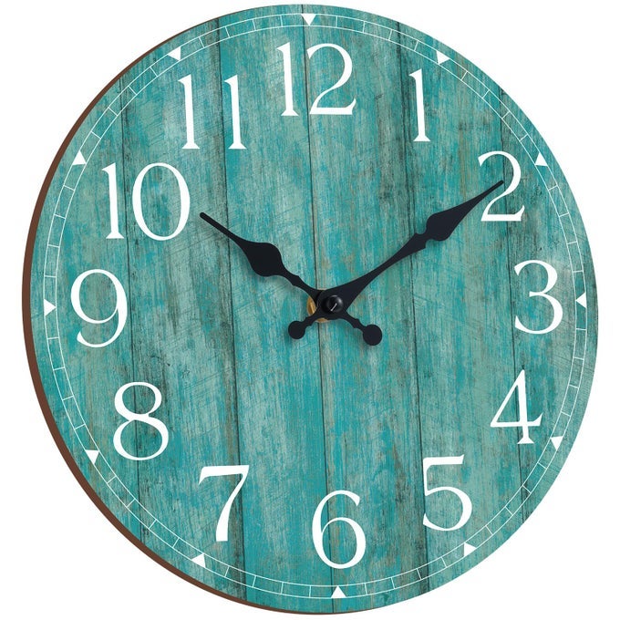 12 INCH TEAL WALL CLOCK SILENT NONTICKING BATTERY OPERATED TURQUOISE DECORATIVE UNISEX