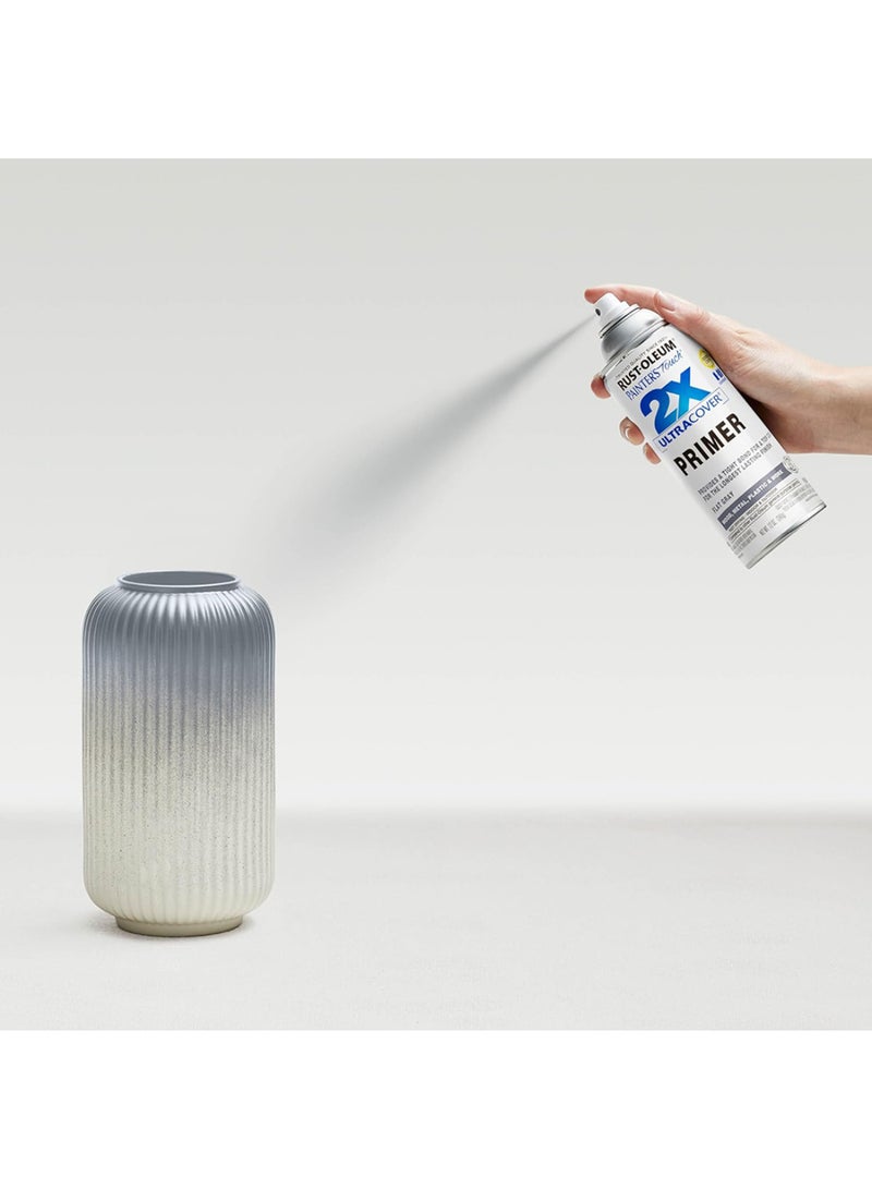 RUST-OLEUM رذاذ الطلاء من باينترز تاتش 2X التمهيدي المغطي الفائق - رمادي مسطح، 12 أونصة (340 جرام) | سريع الجفاف، للاستخدام الداخلي والخارجي، متعدد الأسطح على الخشب، المعدن، البلاستيك والمزيد - 334017 - Image 2