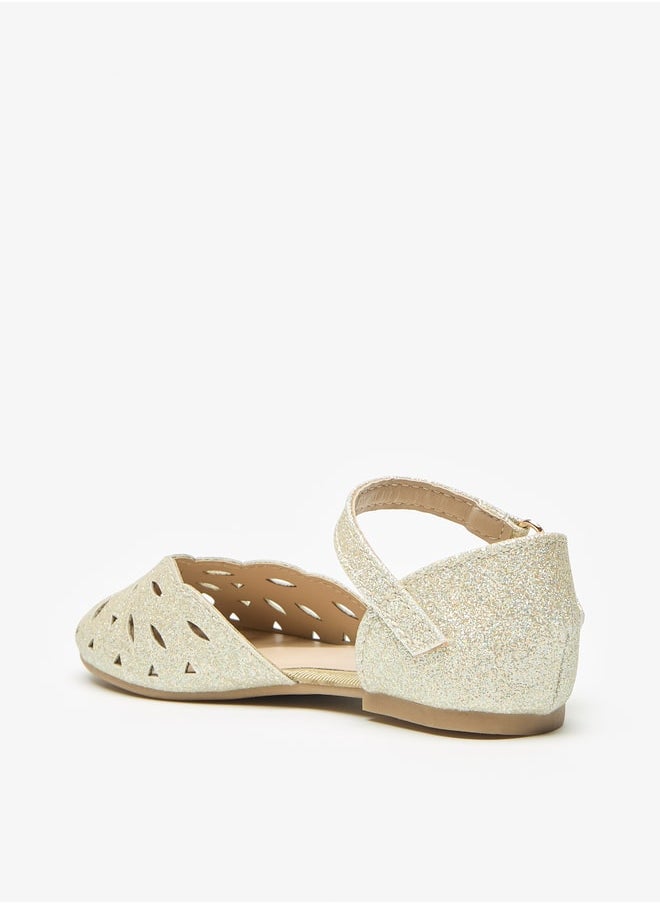 Flora Bella By Shoexpress - Girls Glittery Round Toe Ballerina Shoes with Hook and Loop Closure - Image 1