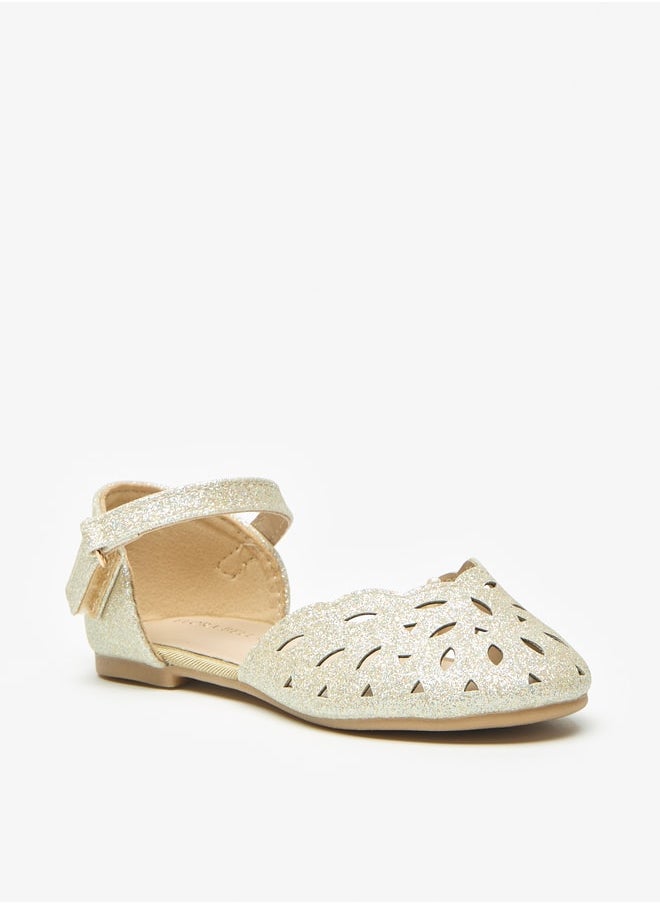 Flora Bella By Shoexpress - Girls Glittery Round Toe Ballerina Shoes with Hook and Loop Closure - Image 1
