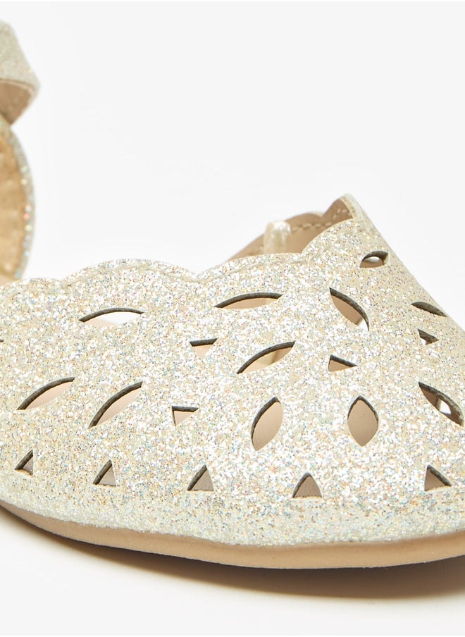 Flora Bella By Shoexpress - Girls Glittery Round Toe Ballerina Shoes with Hook and Loop Closure - Image 1