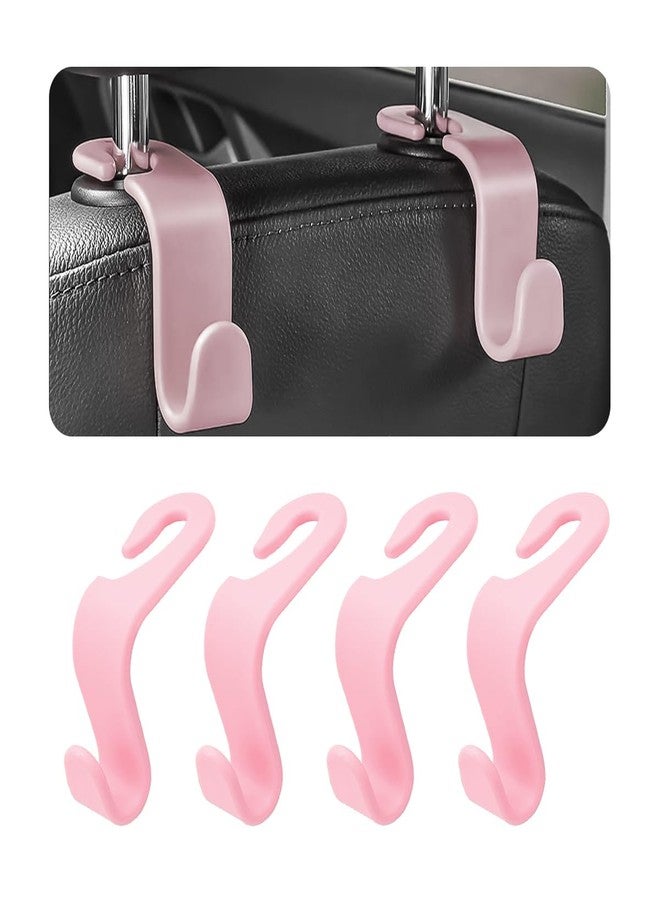 Hanemia 4PCS Car Back Seat Headrest Hooks, Rear Car Seat Storage Headrest Hanger Holder Hooks Organizer, Universal Auto Interior Accessories for Bag Purse Handbag Cloth Coats Grocery (Light Pink) - Image 1