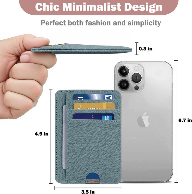 Hot Cool Card Holder Wallet Front Pocket Minimalist Travel Cute Funny Thin Leather With RFID Blocking Small Credit Card Holder Wallet for Men & Women Girls Organizer Gifts, Litchi Blue - Image 4