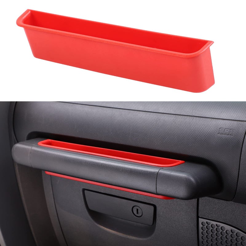 CheroCar Grab Tray Passenger Storage Box Handle Storage Box Tray Organizer Grab Accessory for Jeep Wrangler Jk 20072010 Red
