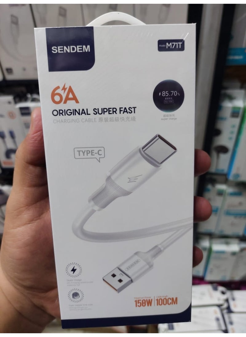 سيندم كابل Type-C للشحن السريع حتى 150 واط – متوافق مع نقل البيانات وتصميم عملي متين - Image 2