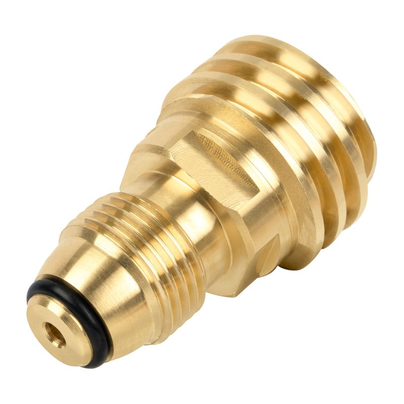 GASPRO Propane Tank Adapter, POL to QCC-1 Propane Fittings, Converts 100 lb LP Tank to Type-1 Hose or Regulator, Old to New, Solid Brass - Image 1