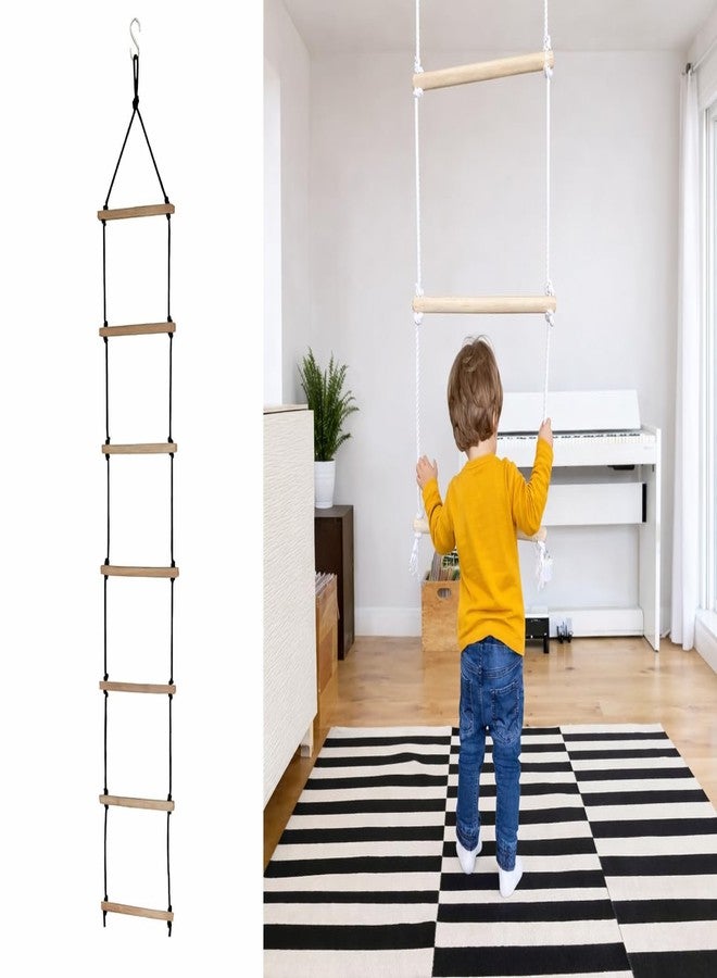 Ochitya Kids Rope Climbing Ladder Indoor Outdoor, Wooden Ninja Ladder with Strong Black Rope & Metal Hook, Climbing Play Equipment for Balance, Strength & Coordination, Suitable for 4 to 10 Years - Image 4