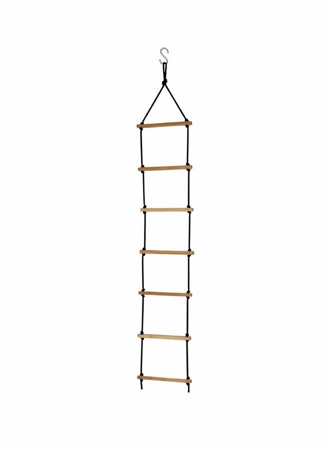 Ochitya Kids Rope Climbing Ladder Indoor Outdoor, Wooden Ninja Ladder with Strong Black Rope & Metal Hook, Climbing Play Equipment for Balance, Strength & Coordination, Suitable for 4 to 10 Years - Image 1