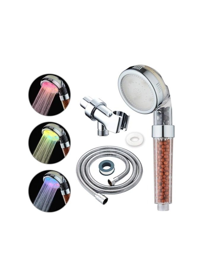 SYOSI "LED Shower Head, Ionic Zen Shower Head, High Pressure Water Saving Filtered Handheld, Showerhead Anion Energy Ball Purifies Water Shower, with 60 Inch Shower Hose and Bracket, Best Experience " - Image 1