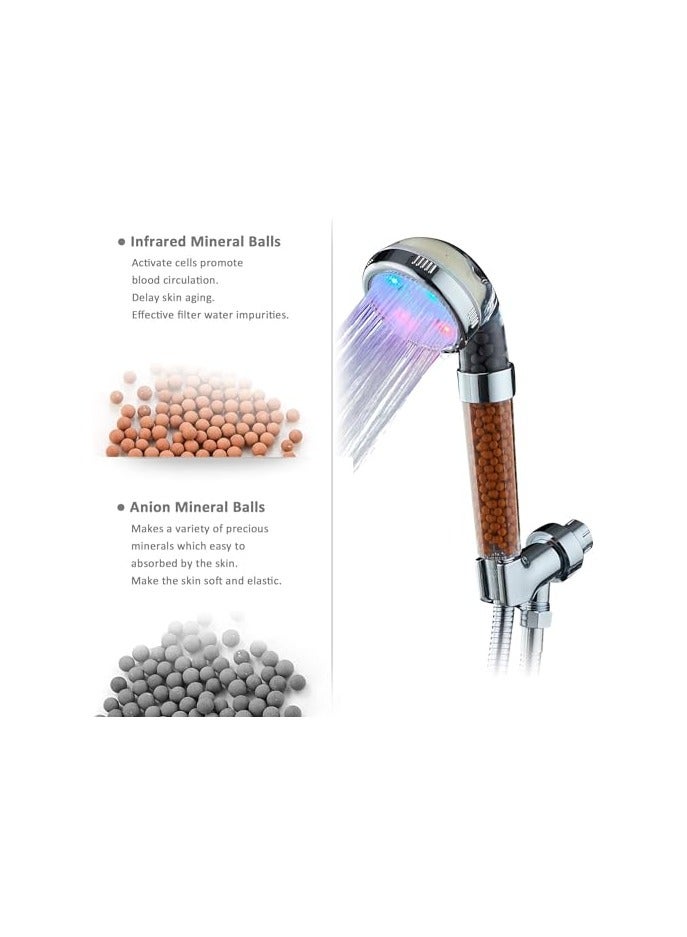 SYOSI "LED Shower Head, Ionic Zen Shower Head, High Pressure Water Saving Filtered Handheld, Showerhead Anion Energy Ball Purifies Water Shower, with 60 Inch Shower Hose and Bracket, Best Experience " - Image 5
