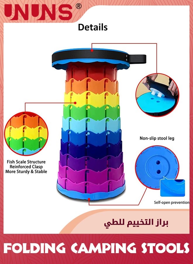 UNUNS Portable Retractable Folding Stool,Collapsible Lightweight Telescopic Stool,Sturdy Adjustable Stool,Telescoping Foldable Camping Stool For Fishing Hiking Picnic Gardening BBQ Outdoor Activities,Blue - Image 2