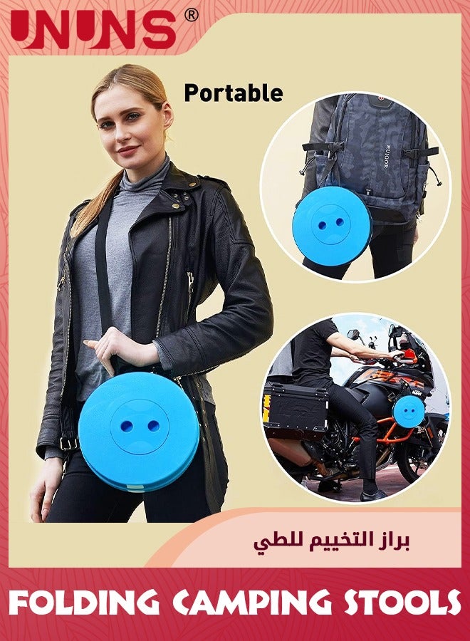 UNUNS Portable Retractable Folding Stool,Collapsible Lightweight Telescopic Stool,Sturdy Adjustable Stool,Telescoping Foldable Camping Stool For Fishing Hiking Picnic Gardening BBQ Outdoor Activities,Blue - Image 3