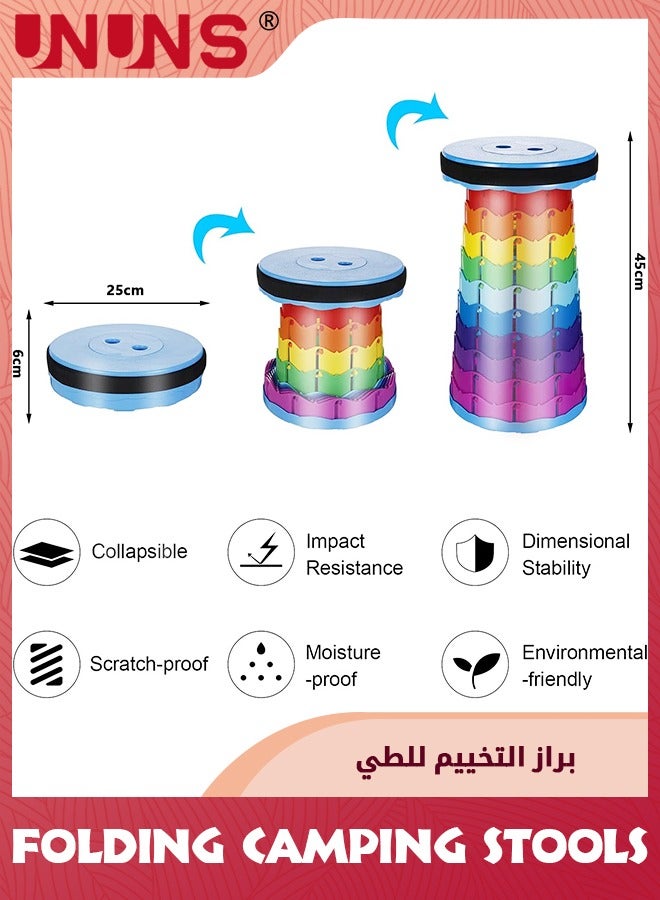 UNUNS Portable Retractable Folding Stool,Collapsible Lightweight Telescopic Stool,Sturdy Adjustable Stool,Telescoping Foldable Camping Stool For Fishing Hiking Picnic Gardening BBQ Outdoor Activities,Blue - Image 5