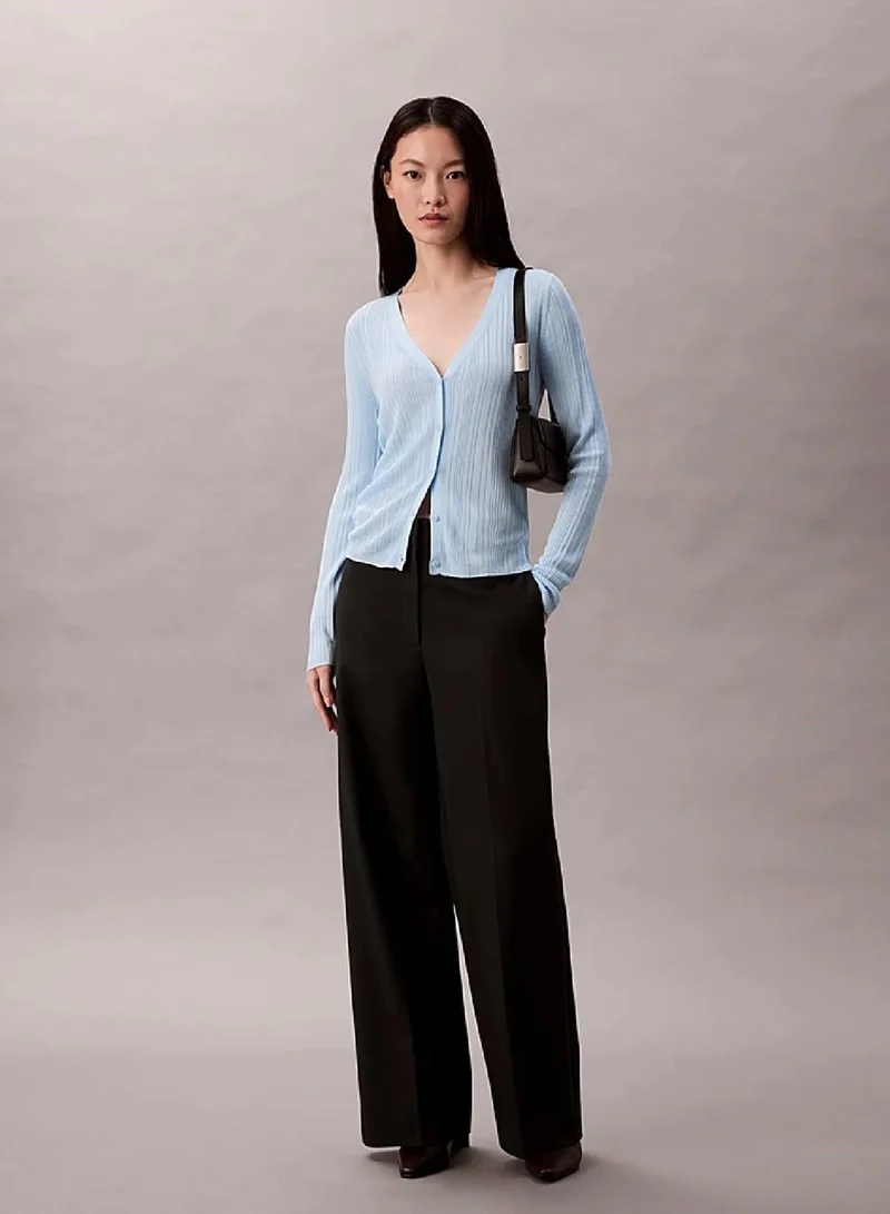 Calvin Klein Cool Blue Shiny Viscose Rib Cardigan for Women | Best Price UAE