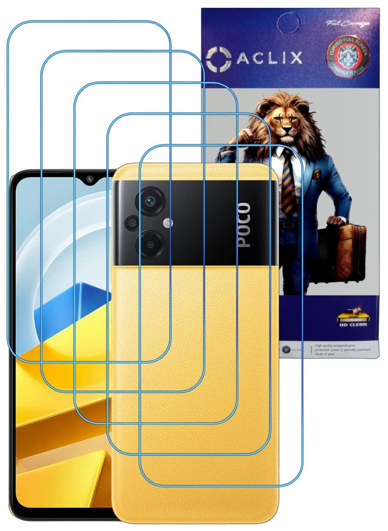 ACLIX 5 Pieces Antistatic ESD Dustproof Premium Quality High Definition Clear Tempered Glass Screen Protector Designed For Xiaomi Poco M5 - Image 1