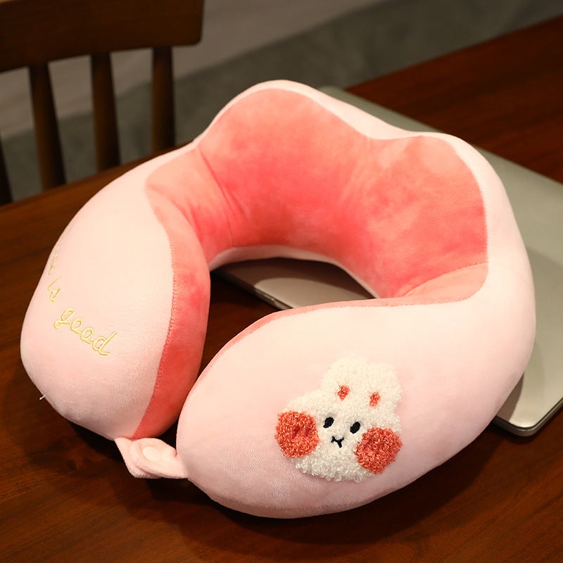 Cartoon Towel Embroidered U-Shaped Neck Pillow Plush Rabbit