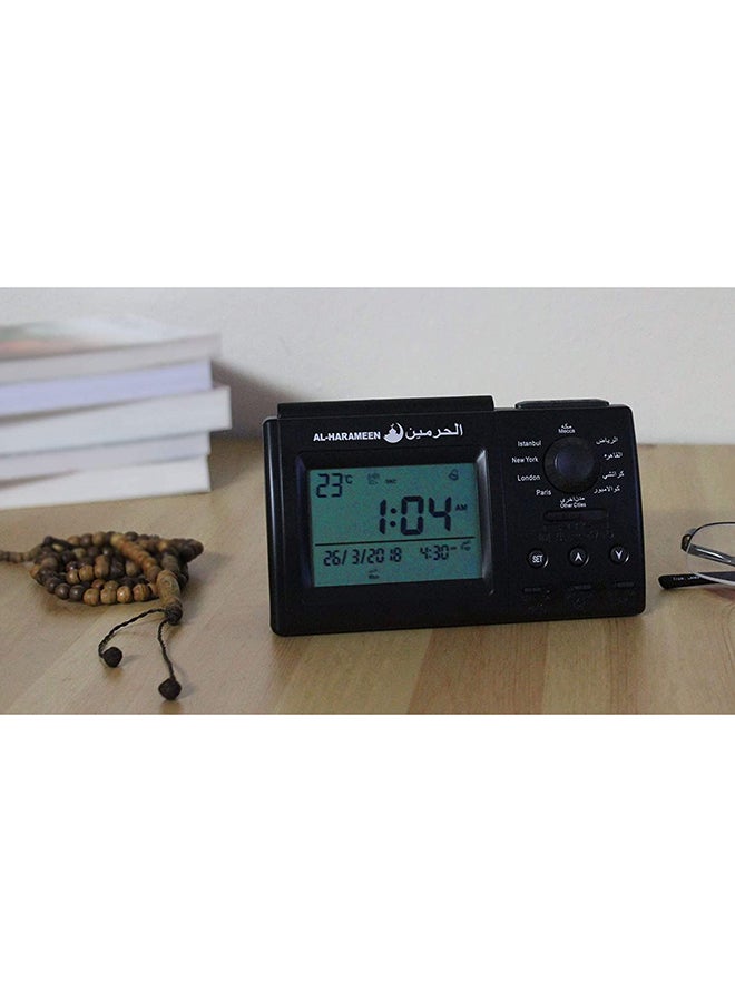 Digital Azan Table Alarm Clock Carbon Fibre Black 15x9.5cm - Image 4
