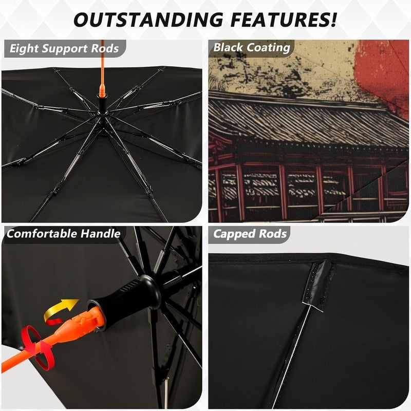 Windshield Sun Shade Umbrella Kyoto Vintage – Fashion Design, Protect Car from Sun & Heat Damage, Easy Store, Universal Fit 55” x 27.5” - Image 4