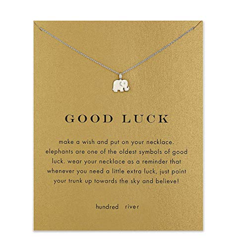 Baydurcan Good Luck Elephant Pendant Chain Necklace with Message Card Gift Card (Elephant) - Image 1