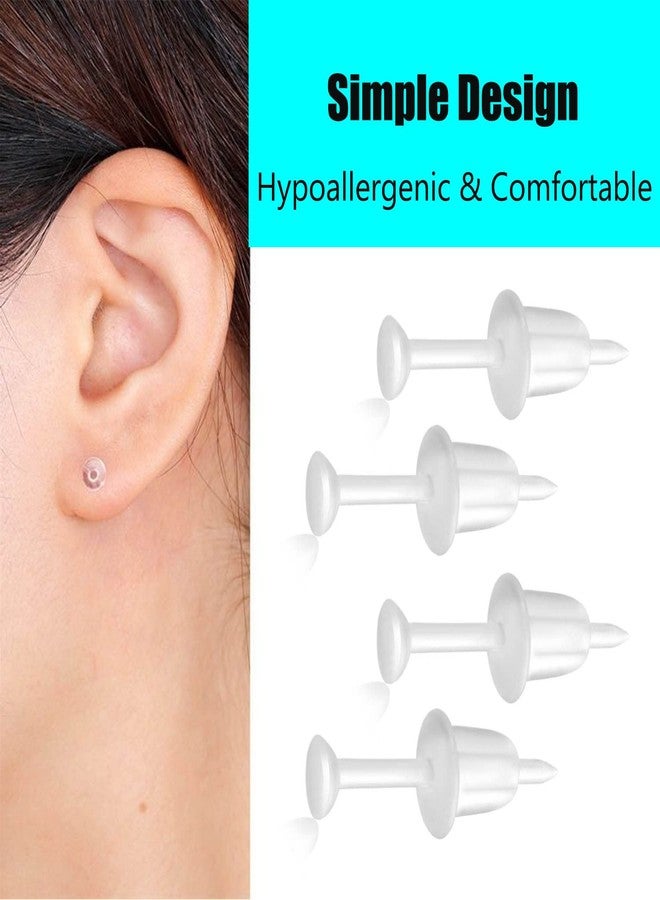 Catinee 200pcs Sports Earrings - 3mm Clear, Invisible, Plastic for Sensitive Ears & Work - Image 3
