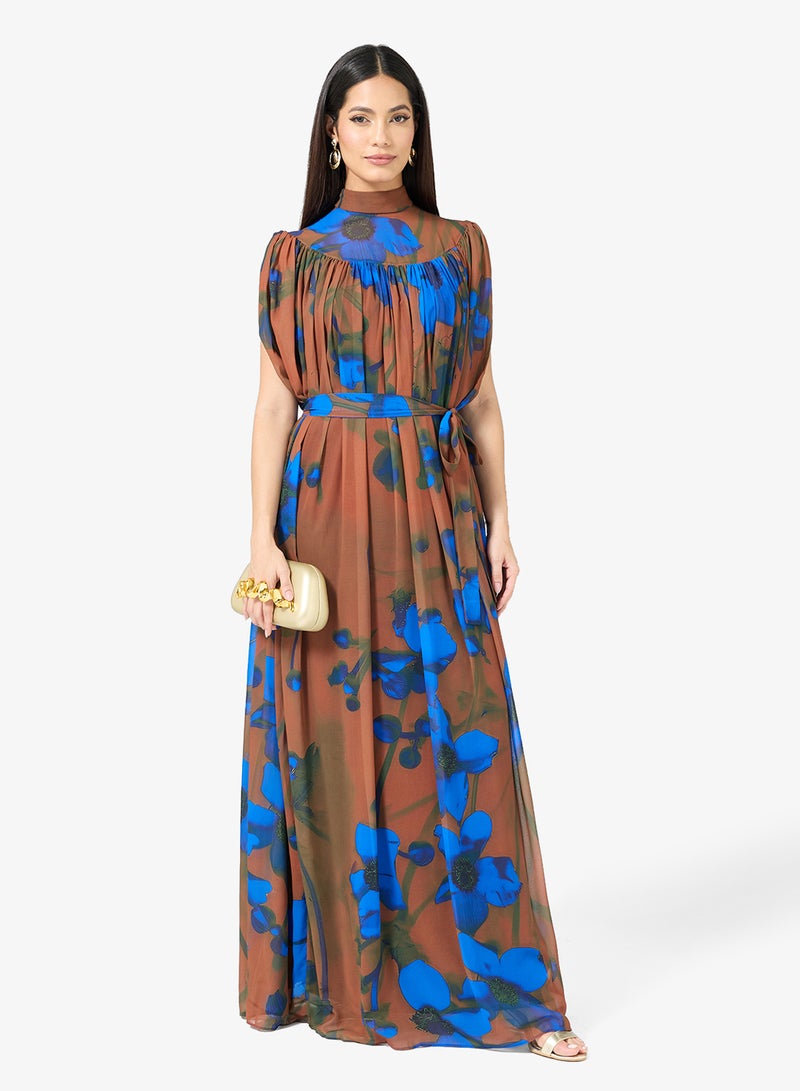 فيرجوس لاونج فستان آيرا بياقة عالية وأكمام كاب - Image 4