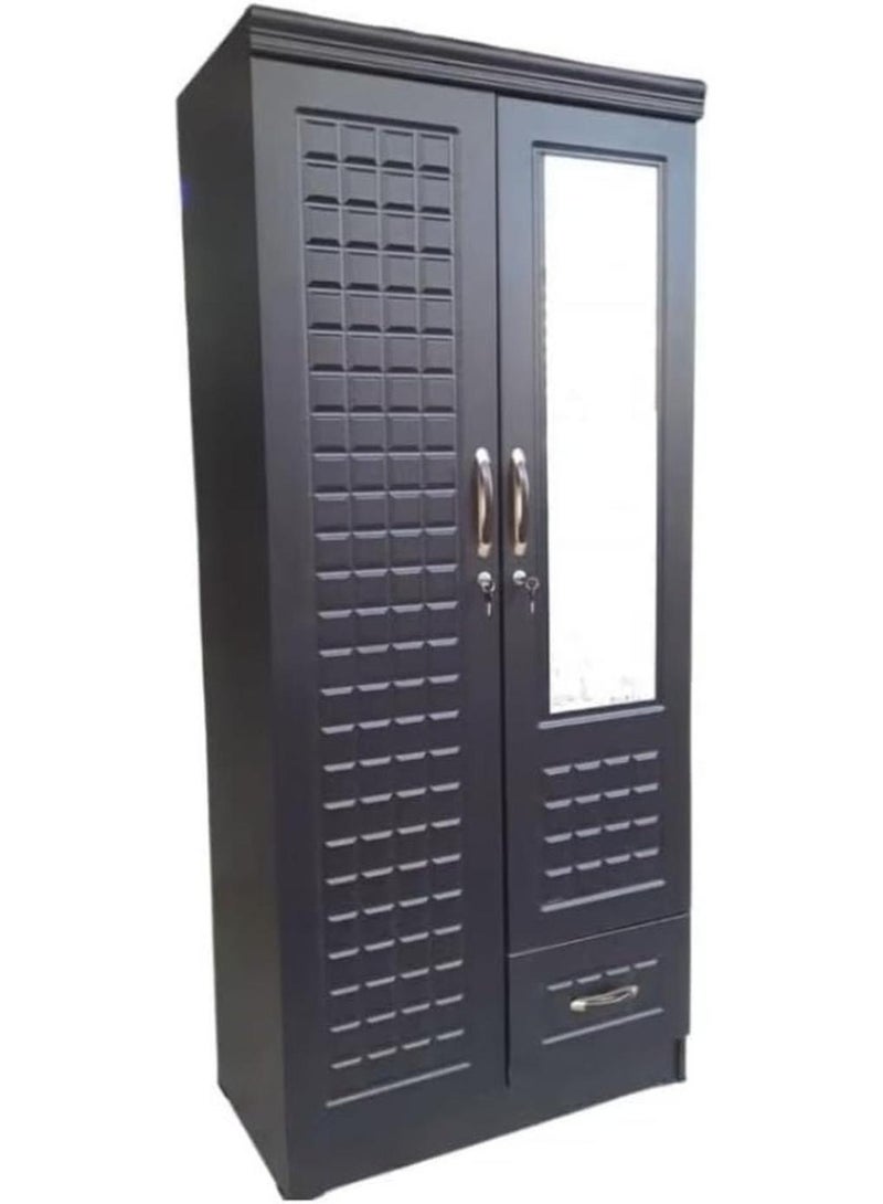 ALWASIT HOME خزانة ملابس خشبية ببابين، خزانة ملابس مصممة من الخشب، مثالية وحديثة وأنيقة وشديدة التحمل - Image 1