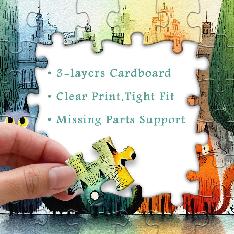 PICKFORU Gradient Cat Puzzles for Adults 1000 Pieces, Colorful City Jigsaw Puzzle, Cute Kitten Puzzle as Wall Art Decor - Image 5