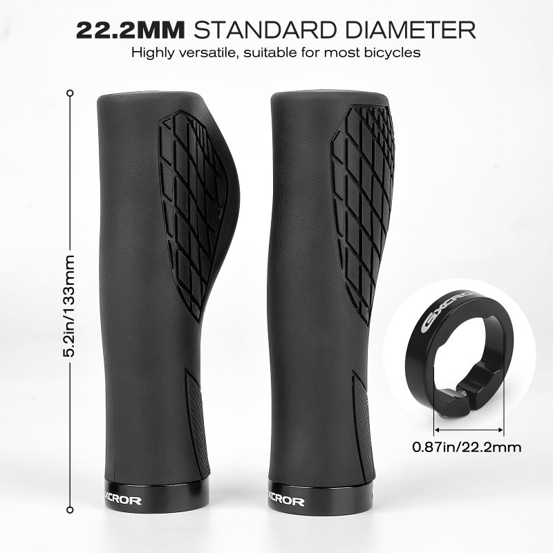 GXCROR Bike Grips,Ergonomic Bicycle Handlebars Grips Shock Absorbing Dual-Density Silicone,Universal 22.2mm Fit with 3D Non-Slip Pattern,Scooter Grips - Image 5