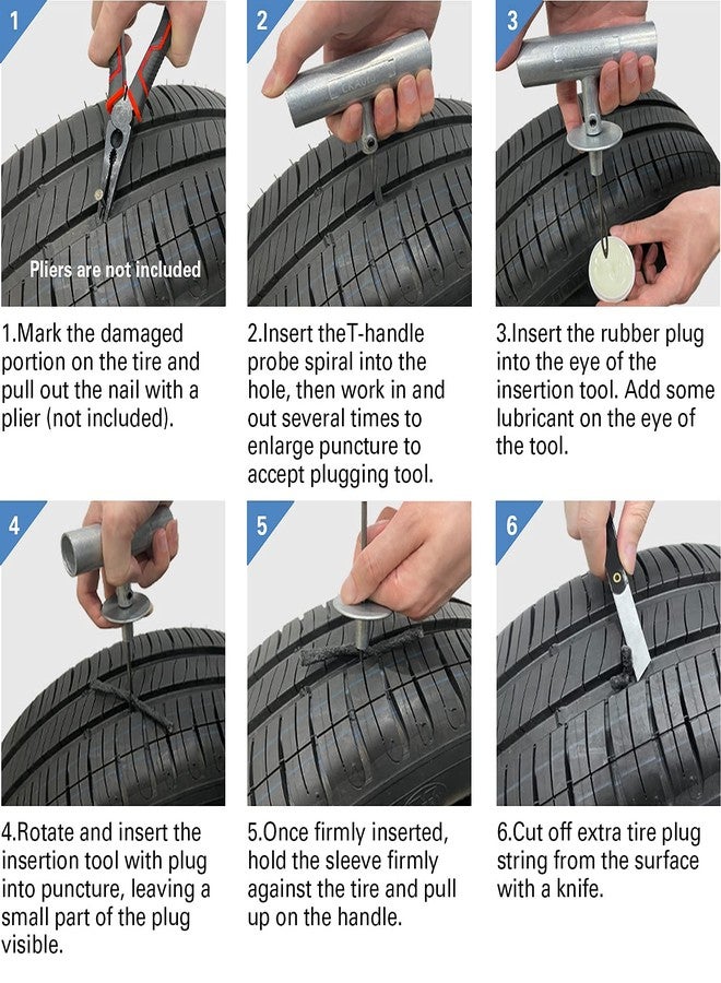 CKAuto مجموعة إصلاح الإطارات العالمية CKAuto، مجموعة أدوات الطوارئ الثقيلة لإصلاح الإطارات المثقوبة، 36 قطعة، مجموعة قيمة، مجموعة سدادات الإطارات تناسب السيارات، الدراجات النارية، الشاحنات، المركبات الترفيهية، إلخ. - Image 5