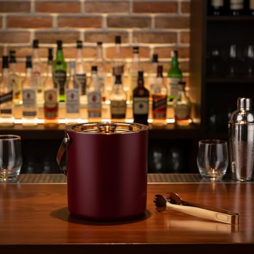 STEREN IMPEX | Stainless Steel Ice Bucket with Tong - 1500 ml | Ice Bucket for Bar & Home | Premium Ice Bucket | Bar Accessories for Home and Bar | Cherry & Copper (PVD Coated), 1.5L - Image 2