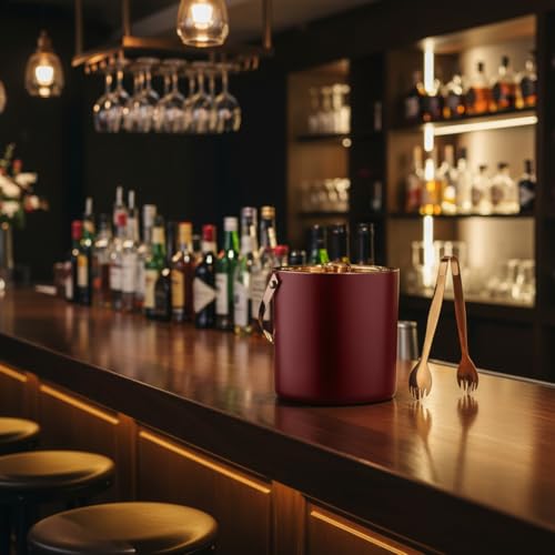 STEREN IMPEX | Stainless Steel Ice Bucket with Tong - 1500 ml | Ice Bucket for Bar & Home | Premium Ice Bucket | Bar Accessories for Home and Bar | Cherry & Copper (PVD Coated), 1.5L - Image 3