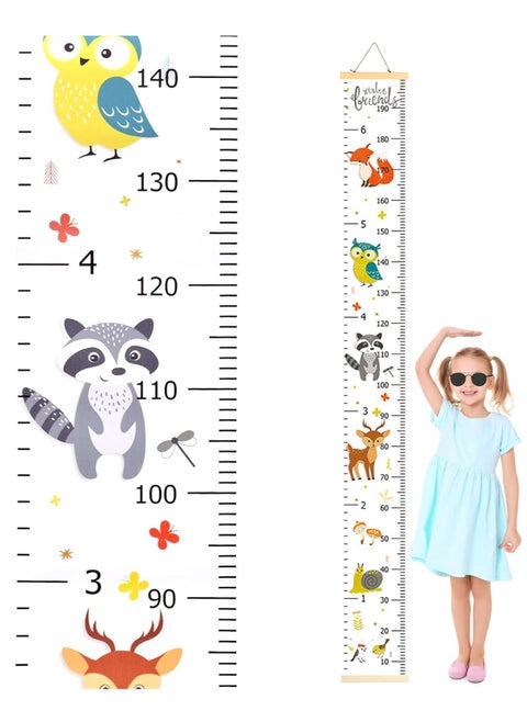 Height Chart for Kids, 7.9'' x 79'' Kids Height Chart Removable Canvas and Wood Measuring Ruler Height Growth Chart Wall