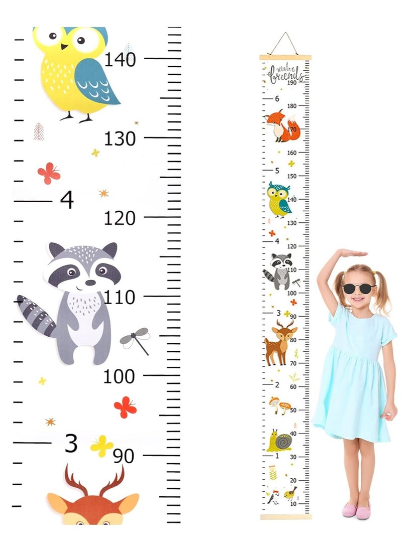 Gonice Height Chart for Kids, 7.9'' x 79'' Kids Height Chart Removable Canvas and Wood Measuring Ruler Height Growth Chart Wall  - Image 1