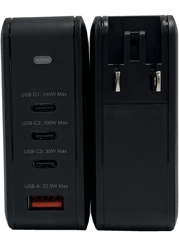 Minix MINIX P165 4 Port Wall Charger 165W Turbo with 3 USBC ports 1 x USBC1 PD31 140W 1 x USBC2 30 100W 1 x USBC3 30 30W  1 x USBA 225W Fast Charging for laptop tablet Smartphone Black  - Image 5