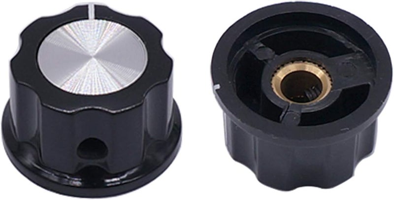 Taiss 10pcs Potentiometer Knobs 6 mm Dia. Shaft Silver Tone Top Rotary Knobs Black A02-6mm - Image 3